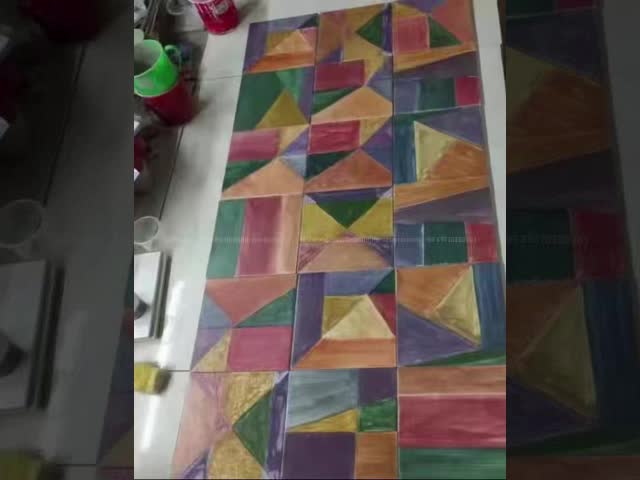 Customized Handmade Cut High Durability Artistic Mosaic Ceramic Tile Handprinted Custom Art Wall Mosaic Ceramic Tiles for Home Hotel Commercial Decoration