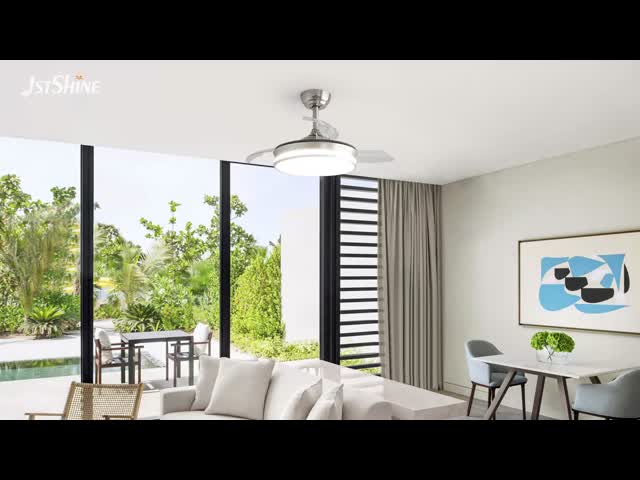 36 Inches Retractable Ceiling Fan with Dimmable Light and Foldable Blades for Bedroom or Office