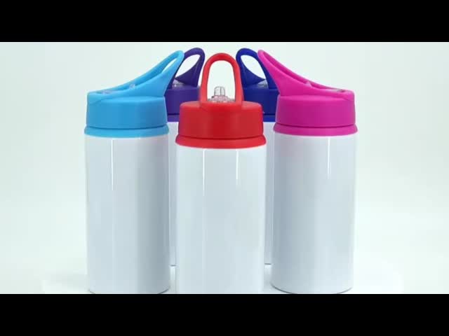 600ml Sublimation White Stainless Steel Water Bottle Tumbler With Portable Slip-Top Lid Vacuum Insulated Kids Water Bottle