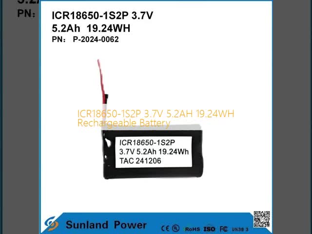 ICR18650-1S2P 3.7V 5.2AH 19.24WH Rechargeable Battery