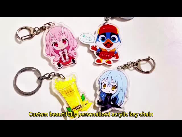 Custom Acrylic Keychain with Transparent Process and Keyring Link Chains in Customized Colors for Promotional Use