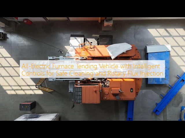 All-Electric Furnace Tending Vehicle with Intelligent Controls for Safe Cleaning and Rotary Flux Injection