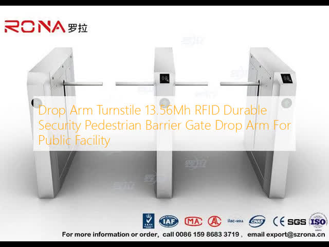 Drop Arm Turnstile 13.56Mh RFID Durable Security Pedestrian Barrier Gate Drop Arm For Public Facility
