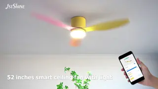 52 Inches Customizable Macaron Color Plastic Ceiling Fan with Light and Smart Control