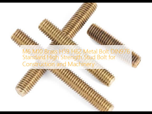 M6 M10 Brass H59 H62 Metal Bolt DIN976 Standard High Strength Stud Bolt for Construction and Machinery