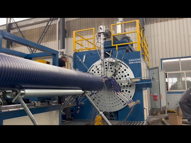 HDPE hollow wall spiral winding pipe extrusion line for drainage and sewage