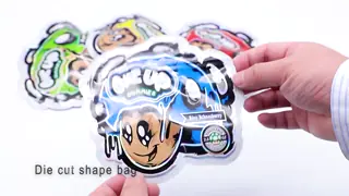Gravure Printing Customized 35g Biodegradable Holographic Mylar Stand Pouch Food Grade Plastic Packaging UV Logo Diecut Proof