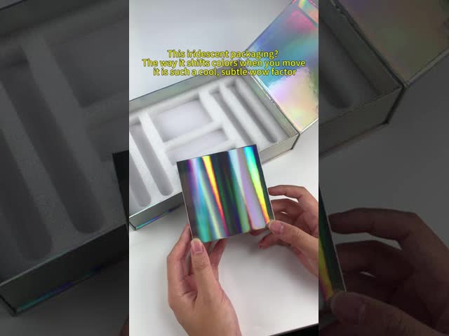 Luxury Custom Holographic Silver Jewelry Gift Box with OEM Logo on Coated Paper