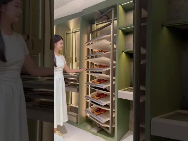 360° Rotating Shoe Rack Demo: Built - in Lights & Aluminum Design