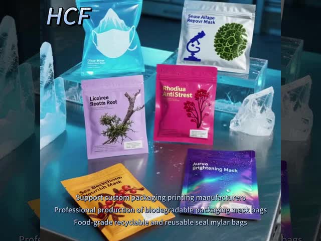 Aluminum Cosmetic Packaging Bag Hot Stamping Gold UV Aseptic Aluminum Foil Bag Medical Cold Packaging Mylar Plastic Bag Logo