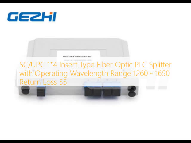 SC/UPC 1*4 Insert Type Fiber Optic PLC Splitter with Operating Wavelength Range 1260～1650 Return Loss 55
