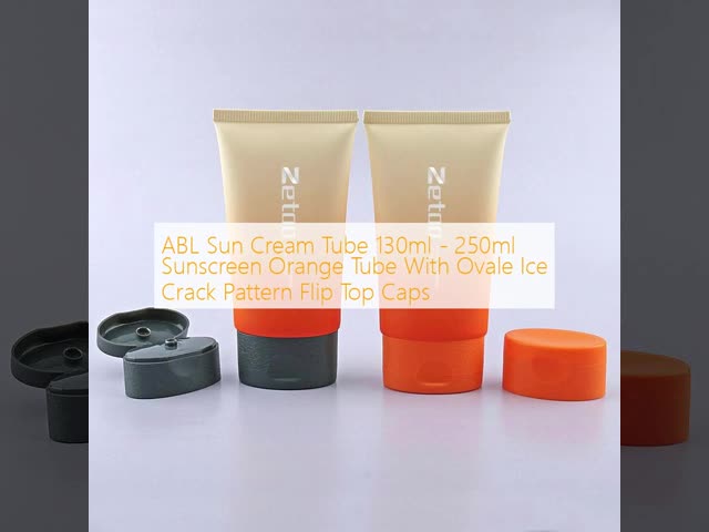 ABL Sun Cream Tube 130ml - 250ml Sunscreen Orange Tube With Ovale Ice Crack Pattern Flip Top Caps