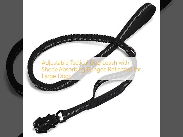 Adjustable Tactical Dog Leash with Shock-Absorbing Bungee Reflective for Large Dogs