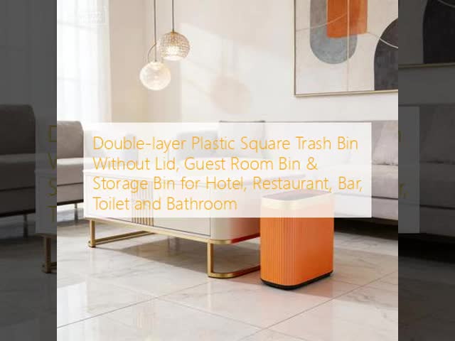 Double-layer Plastic Square Trash Bin with Non-slip Rubber Feet and Odor Control for Guest Rooms and Storage