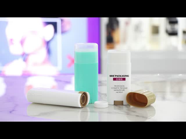 D041 40ml Oval Shape Injection Custom Color Glossy Plastic Sunscreen Stick Container
