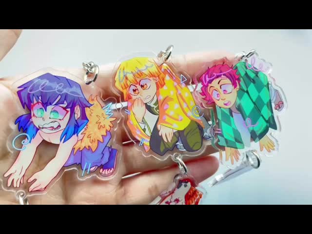 Custom Clear Acrylic Keychain Logo Cartoon Glitter Epoxy Keychain Charm Plastic Key Chain Anime Acrylic Keyring Custom