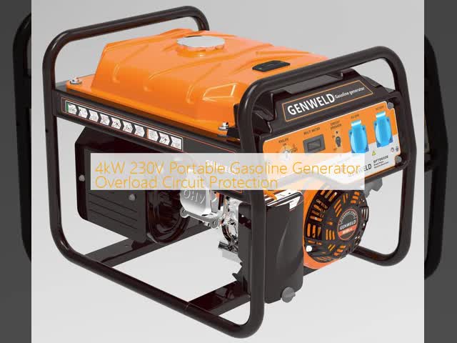 4kW 230V Portable Gasoline Generator with Overload Circuit Protection and 12.5L Fuel Tank