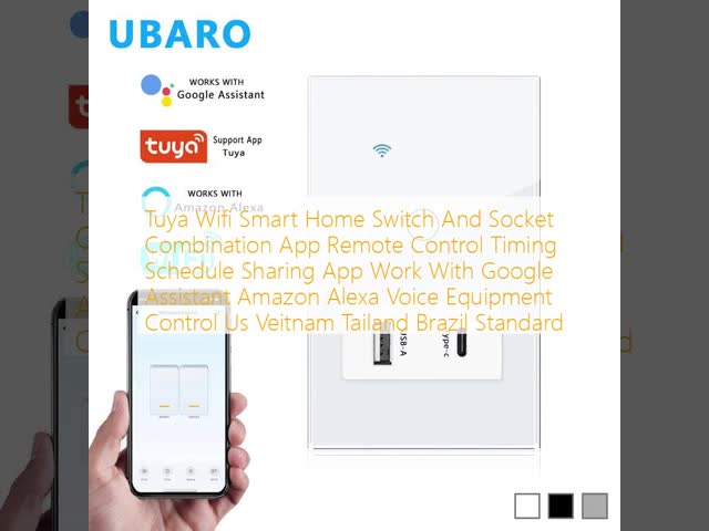 Tuya Wi-Fi Smart Switch Socket Combination with Voice Control Timing Function and 2.4GHz Wi-Fi for Home Office and Hotel