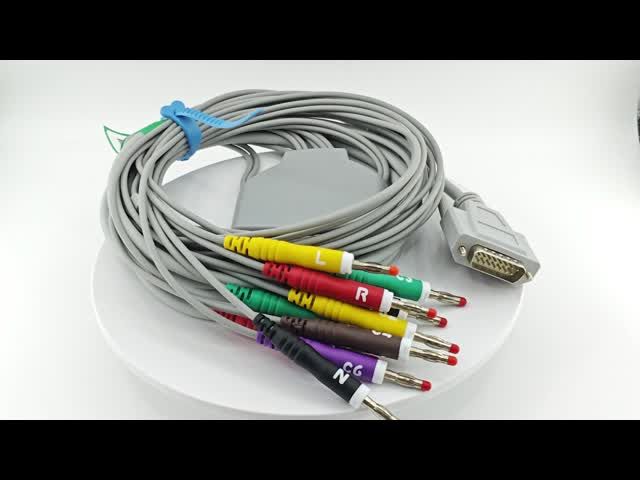 Compatible Schiller DB15 Ekg Cable 10leads Banana 4.0 IEC long scrow