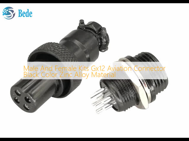Male And Female Kits Gx12 Aviation Connector Black Color Zinc Alloy Material