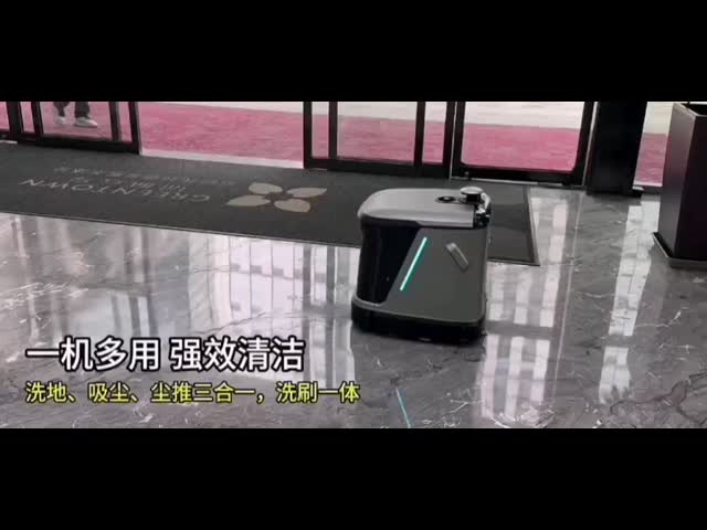 The autonomous commercial robot vacuum and scrubber features obstacle avoidance and drop sensors