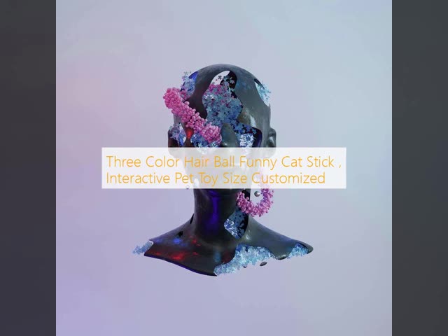 Three Color Hair Ball Funny Cat Stick , Interactive Pet Toy Size Customized