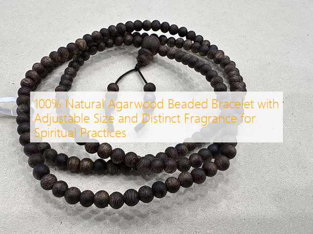 100% Natural Agarwood Beaded Bracelet with Adjustable Size and Distinct Fragrance for Spiritual Practices