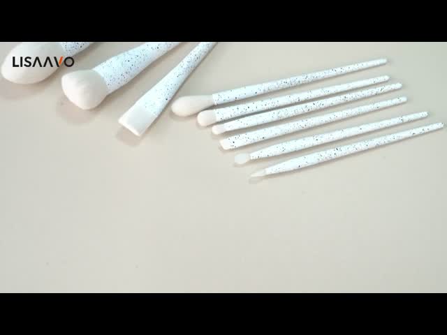 9Pcs Complete Set Eco-Friendly PLA Plastic Handles High-Density Nylon Bristles Makeup Brush Set