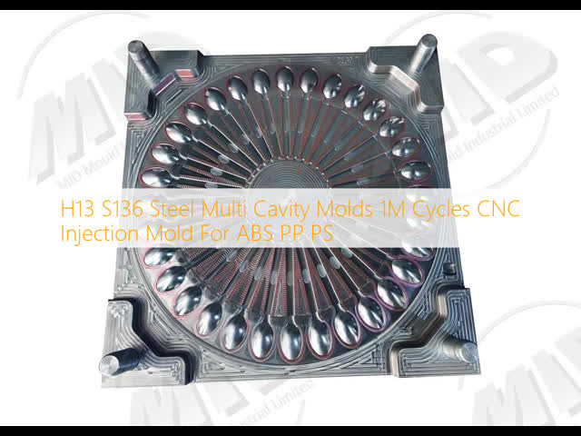 H13 S136 Steel Multi Cavity Molds 1M Cycles CNC Injection Mold For ABS PP PS