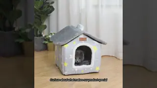 Cozy Wool Cat House Star Pattern Soft Warm Indoor Removable Washable Hand Wash Only Pet