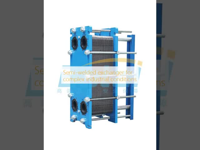 Semi-welded plate heat exchanger for heating and corrosive medium cooling