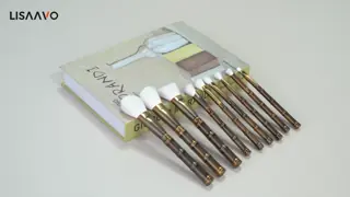 10Pcs Vintage Bamboo Bronze Makeup Brush Set with Electroplated Brushed Texture and Professional Configuration