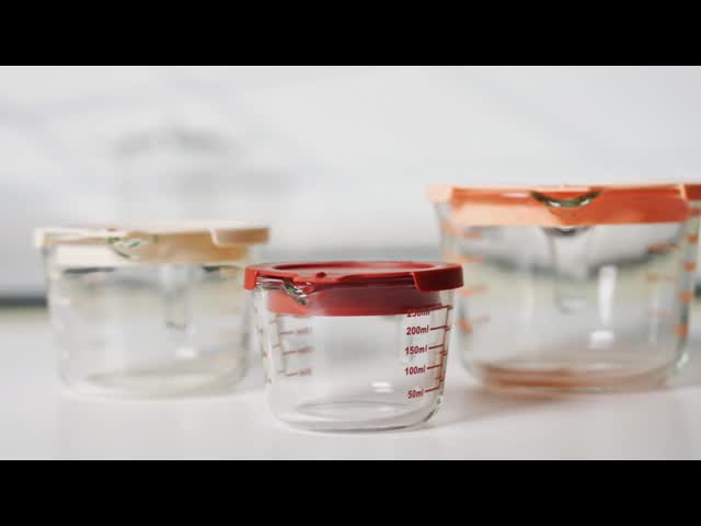 IKOO 6 pcs glass measuring cups with lids set 1-Cup, 2-cup, 4-cup measuring jugs with handle, nesting liquid measuring cups for kitchen