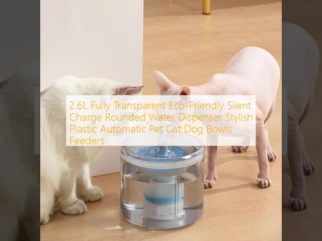 2.6L Fully Transparent Eco-Friendly Silent Charge Rounded Water Dispenser Stylish Plastic Automatic Pet Cat Dog Bowls Feeders