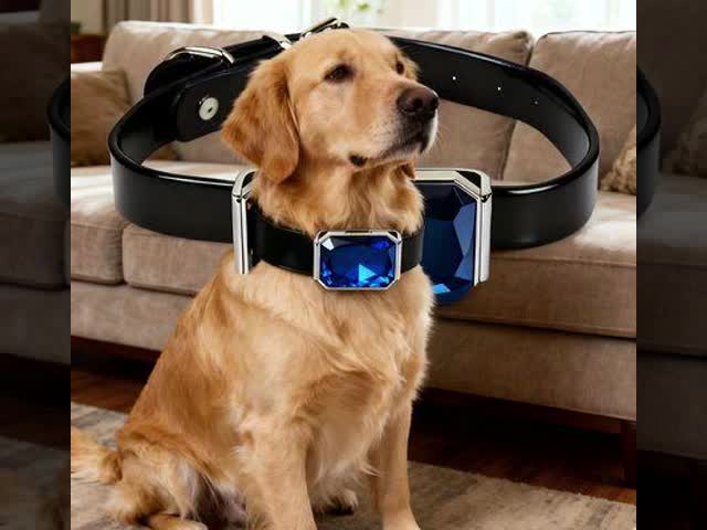 Comfortable Black ABS Dog Collar with Blue Gem GPS Tracker Rechargeable & Waterproof Adjustable Metal Buckle for Dogs