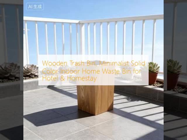 Minimalist Solid Color Wooden Trash Bin with Non-slip Rubber Feet and Easy to Clean Design for Indoor Use