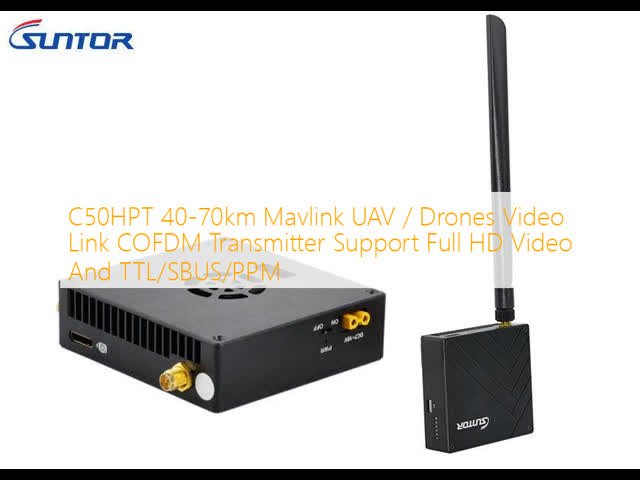 C50HPT 40-70km Mavlink UAV / Drones Video Link COFDM Transmitter Support Full HD Video And TTL/SBUS/PPM
