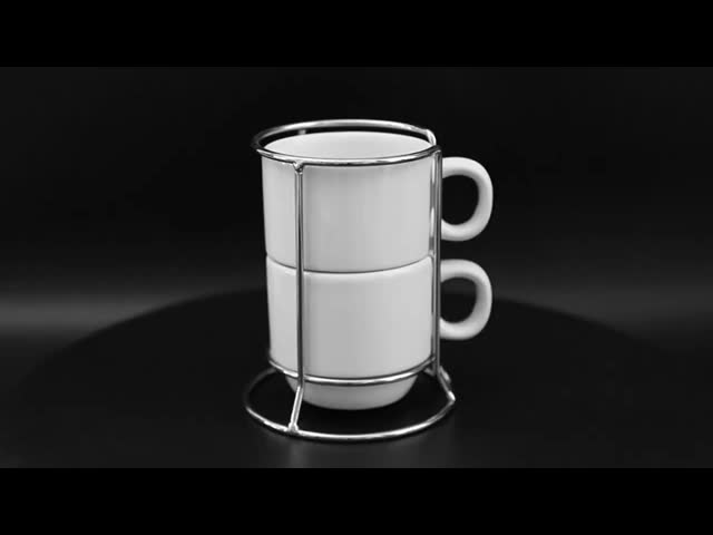 Sublimation Blank Stackable Mug Set Cute Heat Transfer Coffee Mugs Custom Set Of 4 Mug With Metal Rack