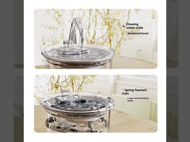 Automatic 2.2L Transparent Pet Water Dispenser New Design Eco-Friendly Plastic Artifact Filter Stylish Charging Source for Dogs