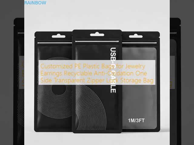 Customized PE Plastic Bags for Jewelry Earrings Recyclable Anti-Oxidation One Side Transparent Zipper Lock Storage Bag