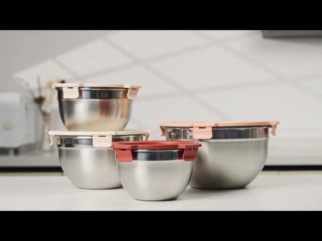 IKOO 304 Stainless Steel Salad Bowl 1.5L-5.0L with Leakproof Cool Lock Lid