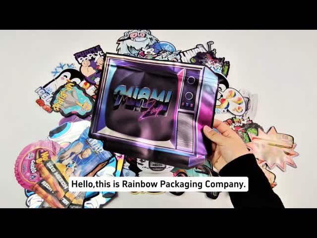 Soft Touch Holographic Mylar Bags with Zipper for Candy Herb Dry Flower Gummy Biscuit sugar Childproof Packaging