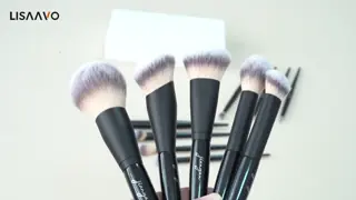 14Pcs Minimalist Solid Wood Handle Makeup Brush Set with Reinforced Aluminum Tube and Ultra-Soft Nylon Bristles