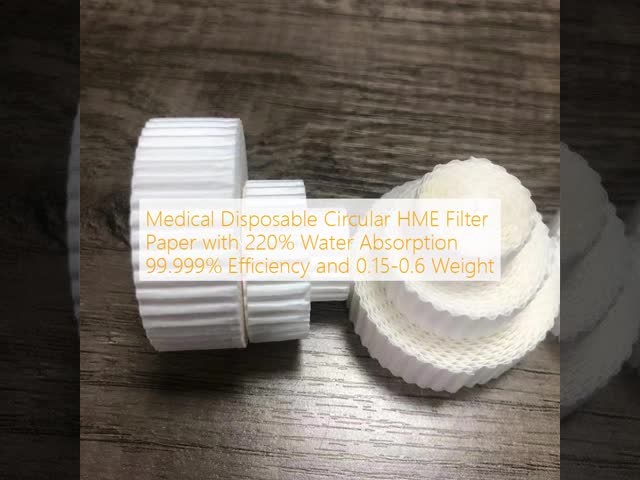 Medical Disposable Circular HME Filter Paper with 220% Water Absorption 99.999% Efficiency and 0.15-0.6 Weight