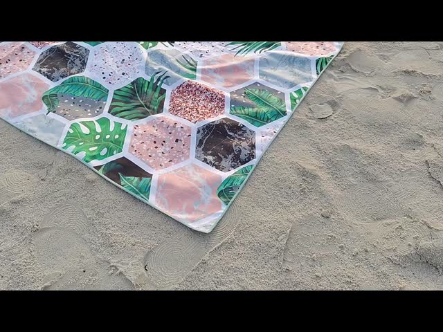 Custom Printed Sand Free Recycled Microfiber Beach Towel Bag New Design