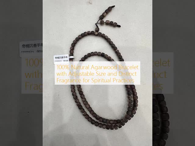 100% Natural Agarwood Beaded Bracelet with Adjustable Size and Distinct Fragrance for Spiritual Practices