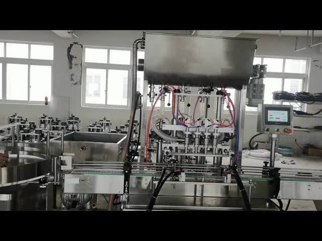Bottle unscrambler, multi-head filling machine, capping machine and labeling machine