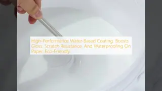 Hoogwaardige coating op waterbasis. Verhoogt glans, krasbestendigheid en waterdichtheid op papier. Milieuvriendelijk.