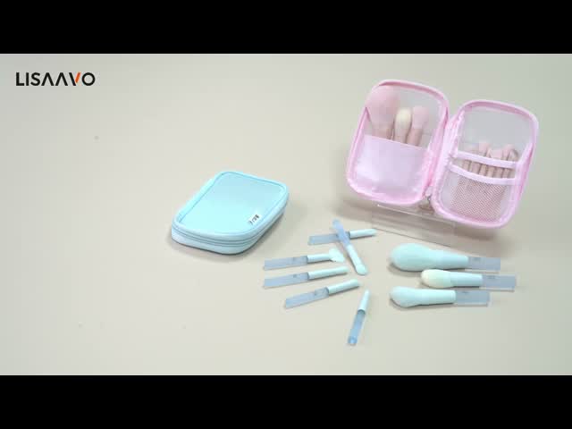 9-Piece Mini Travel Makeup Brush Set with 300,000+ Ultra-Soft Bristles and Macaron Color Options in Compact Travel-Friendly Size