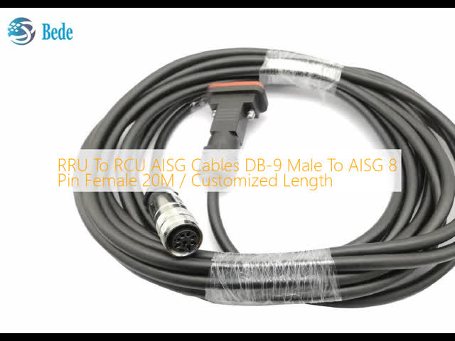RRU To RCU AISG Cables DB-9 Male To AISG 8 Pin Female 20M / Customized Length